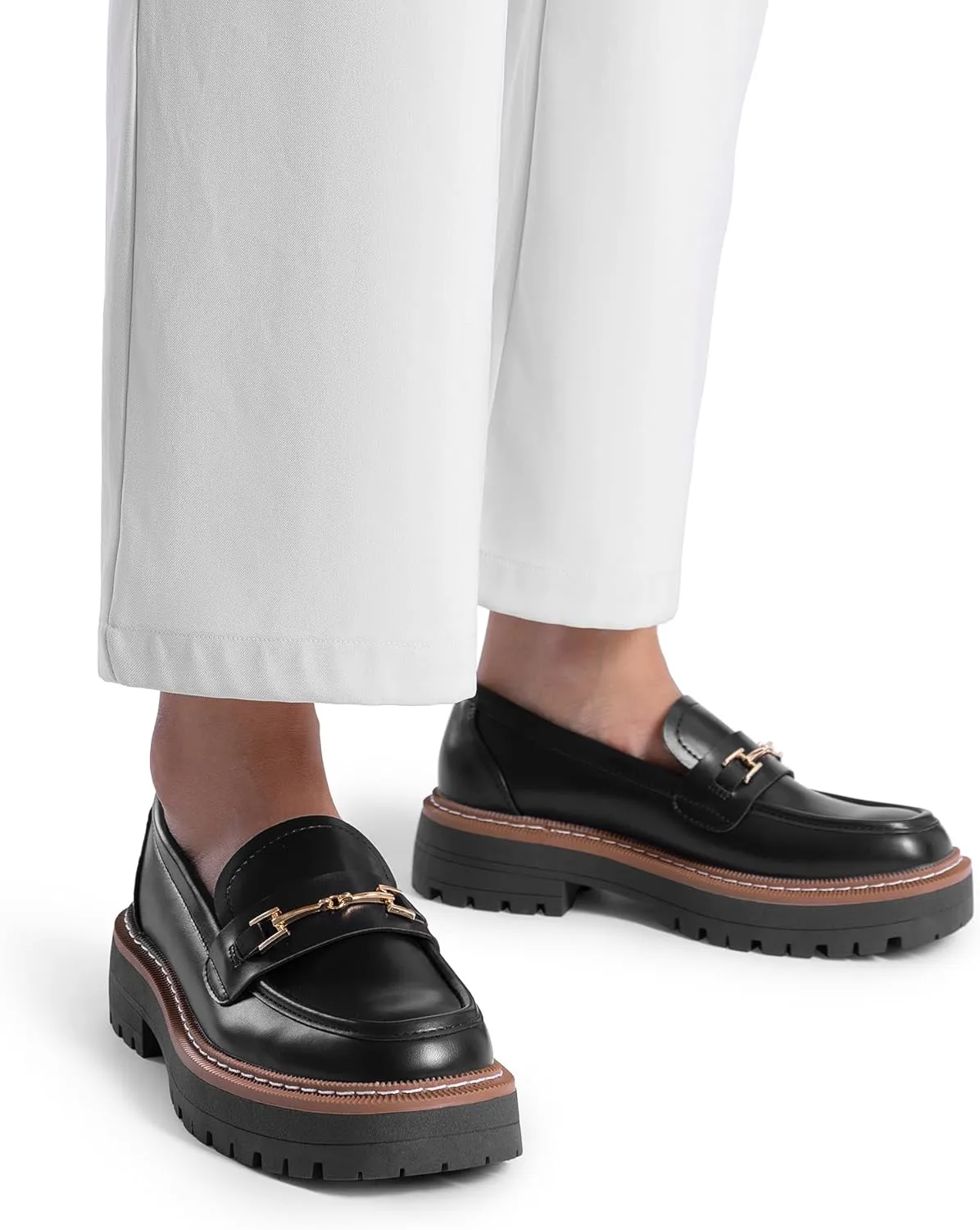 DREAM PAIRS Loafers for Women Platform Chunky Heel Slip On Loafers Business Office Casual Dressy Loafer Shoes