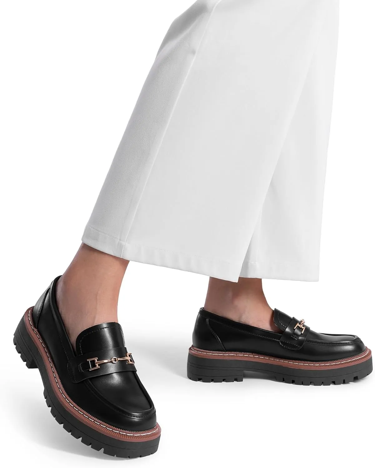DREAM PAIRS Loafers for Women Platform Chunky Heel Slip On Loafers Business Office Casual Dressy Loafer Shoes