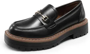 DREAM PAIRS Loafers for Women Platform Chunky Heel Slip On Loafers Business Office Casual Dressy Loafer Shoes