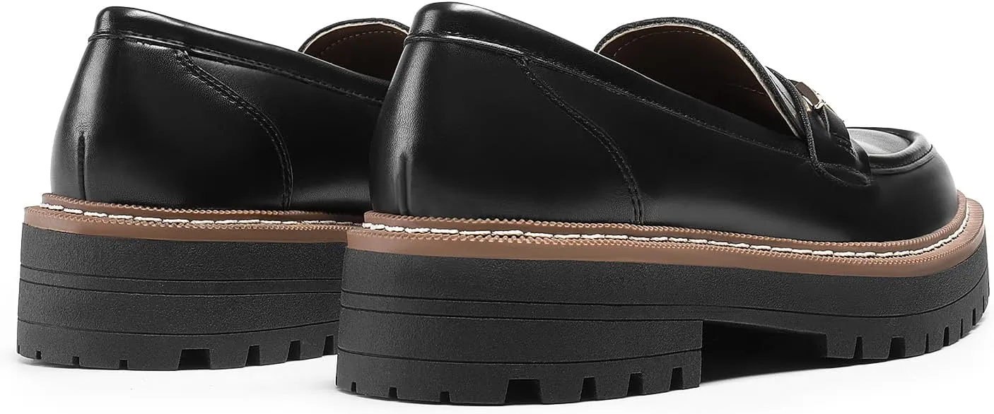 DREAM PAIRS Loafers for Women Platform Chunky Heel Slip On Loafers Business Office Casual Dressy Loafer Shoes