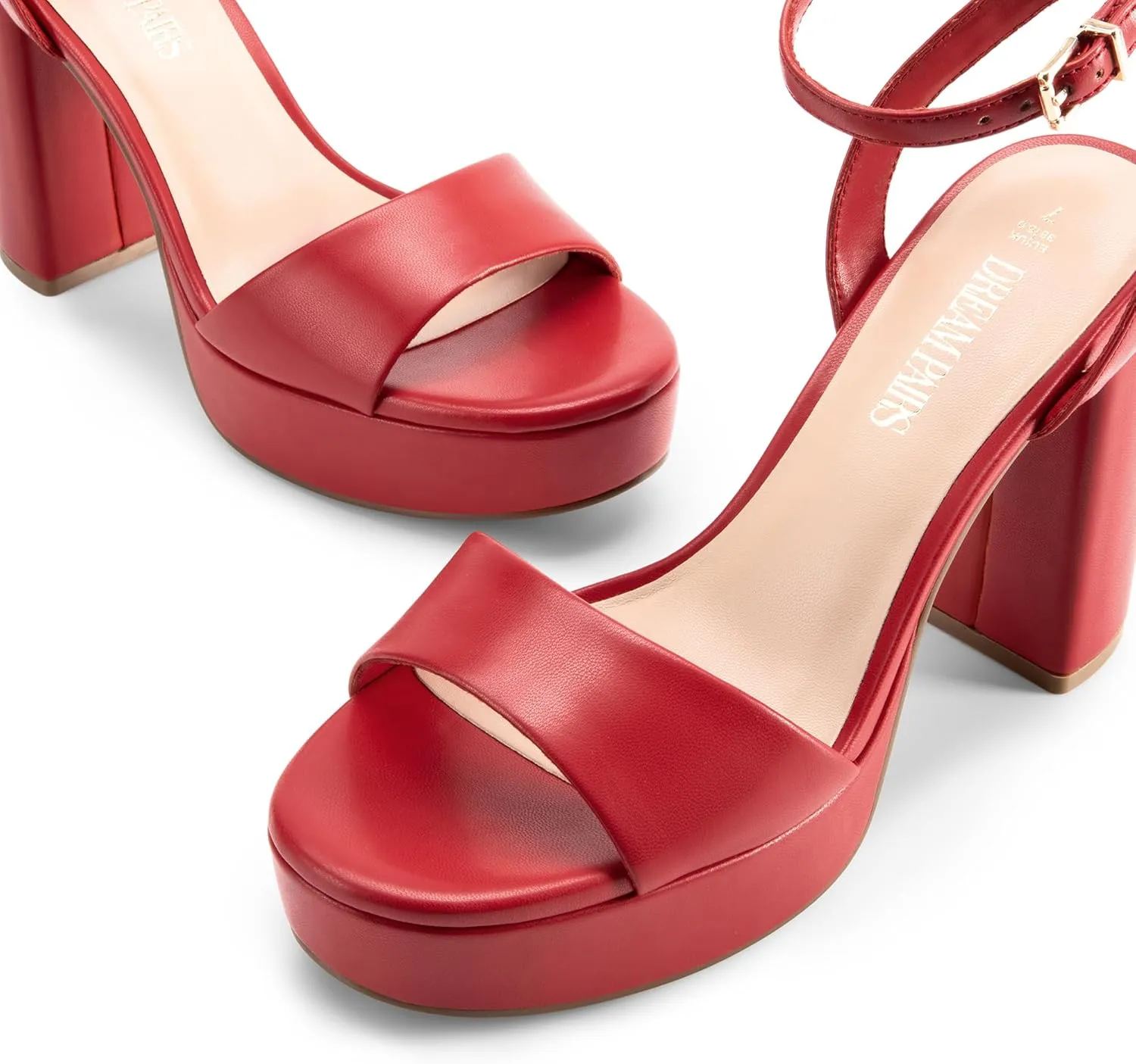 DREAM PAIRS Platform High Heels for Women Chunky Round Open Toe Ankle Strap Stylish Heeled Sandals for Party Prom Wedding
