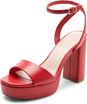 DREAM PAIRS Platform High Heels for Women Chunky Round Open Toe Ankle Strap Stylish Heeled Sandals for Party Prom Wedding