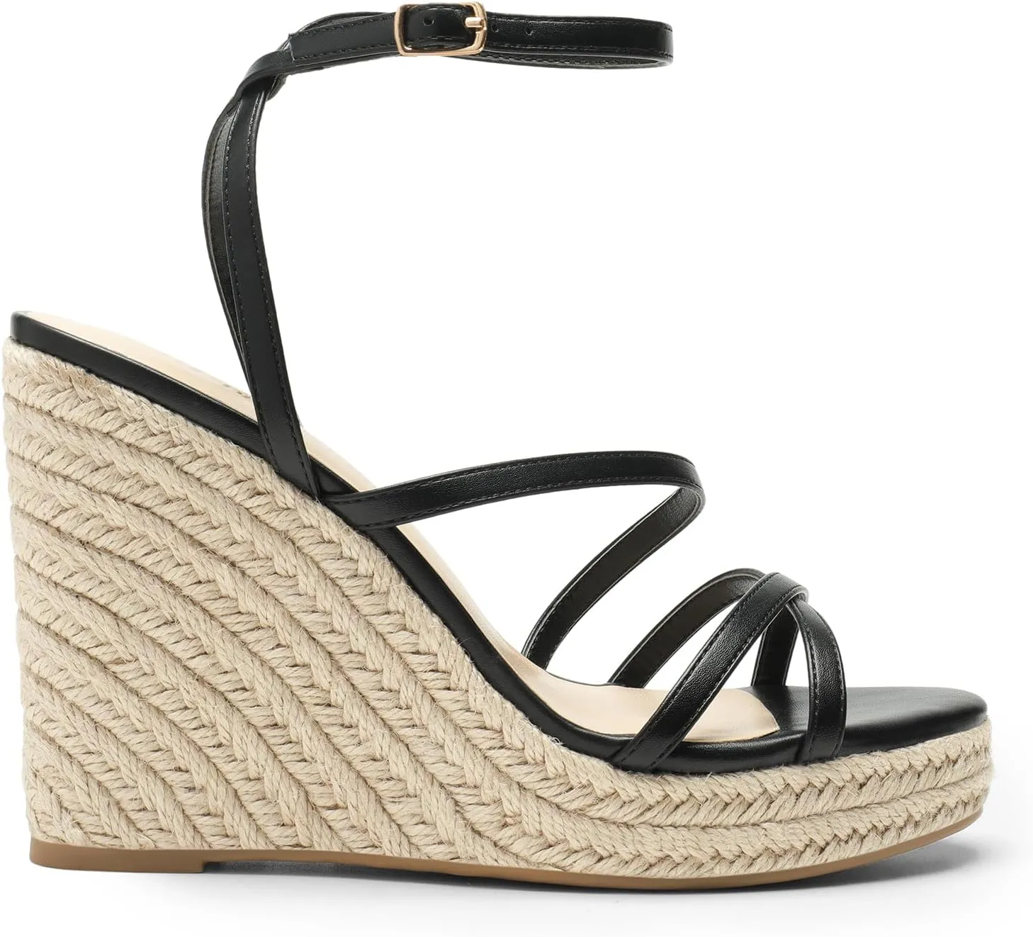 DREAM PAIRS Strappy Espadrille Platform Wedge Sandals for Women Dressy Summer, Comfortable Open Toe Sandals with Cushioned Insole and Ankle Strap Buckle