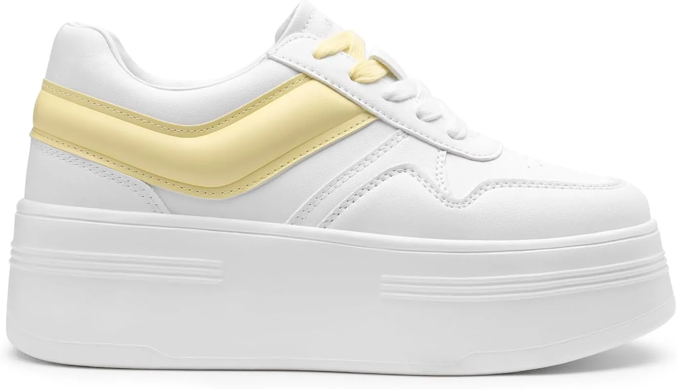 DREAM PAIRS Women Platform High Heel Fashion Sneakers Walking Lace Up Lightweight Stylish Classic Casual Sneaker.