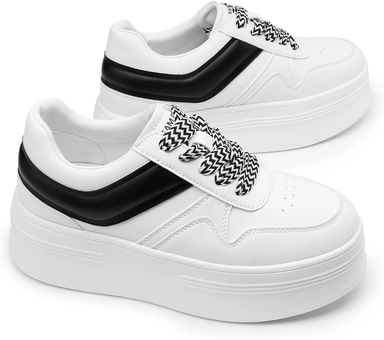 DREAM PAIRS Women Platform High Heel Fashion Sneakers Walking Lace Up Lightweight Stylish Classic Casual Sneaker.