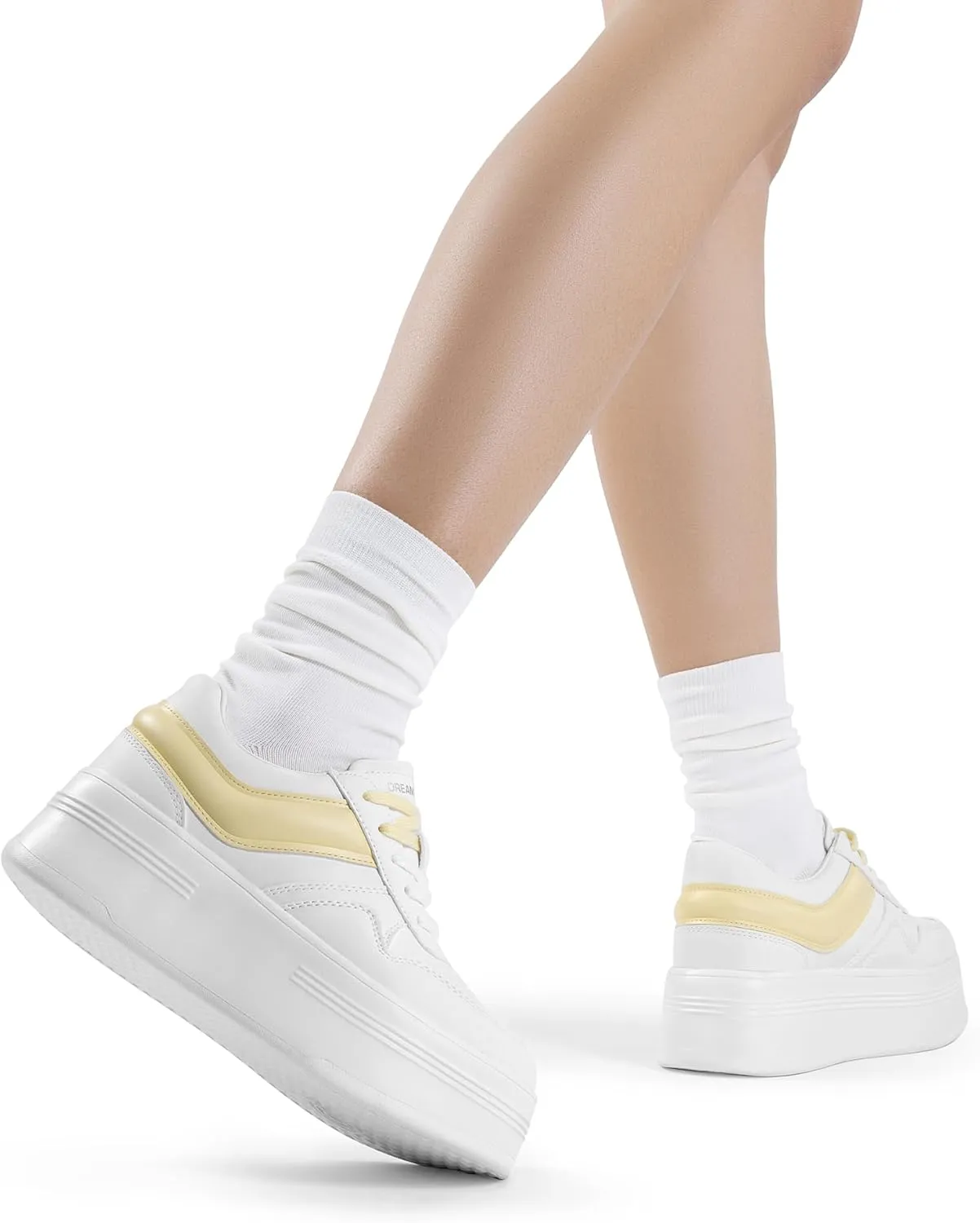 DREAM PAIRS Women Platform High Heel Fashion Sneakers Walking Lace Up Lightweight Stylish Classic Casual Sneaker.