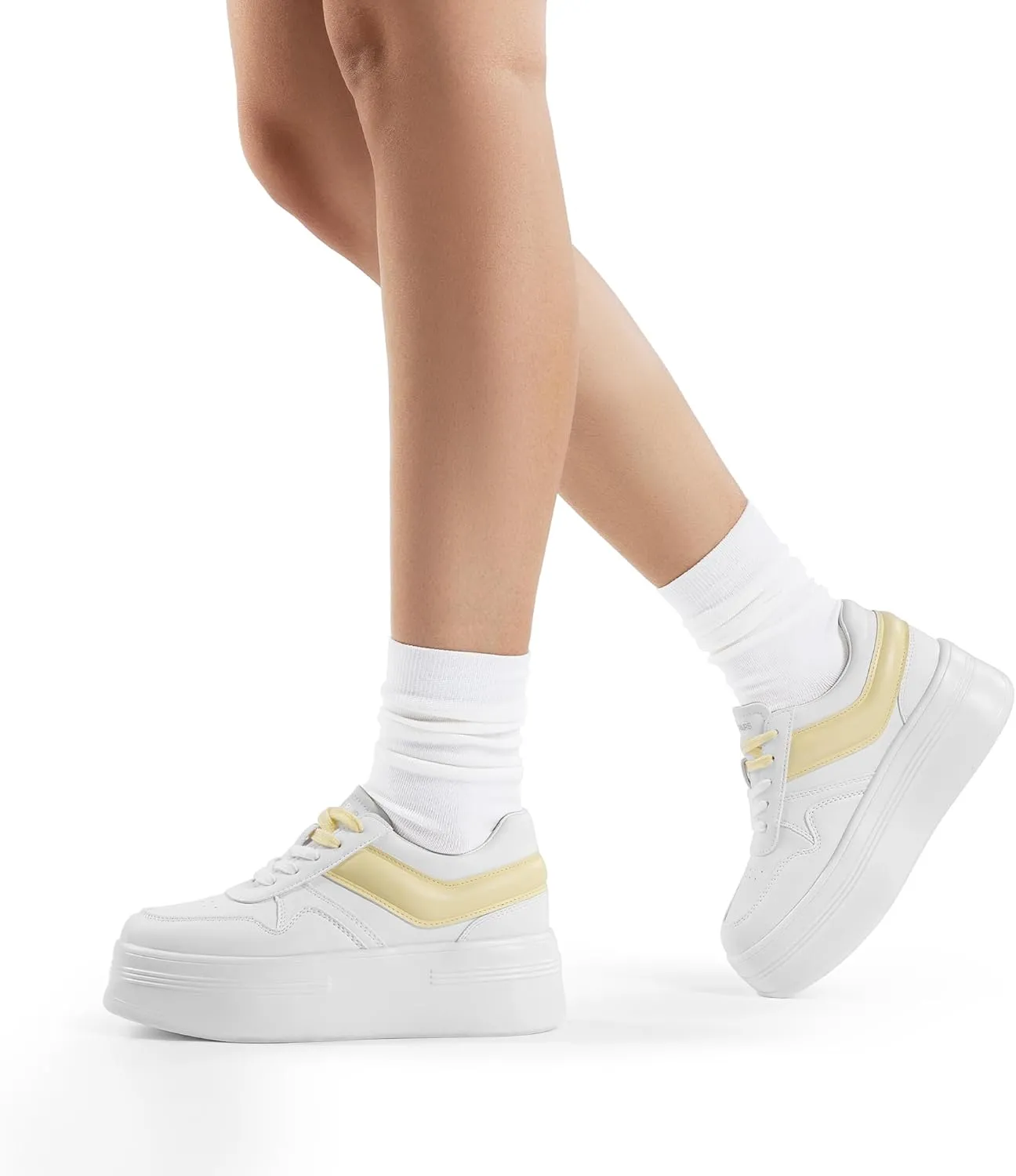 DREAM PAIRS Women Platform High Heel Fashion Sneakers Walking Lace Up Lightweight Stylish Classic Casual Sneaker.