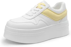 DREAM PAIRS Women Platform High Heel Fashion Sneakers Walking Lace Up Lightweight Stylish Classic Casual Sneaker.
