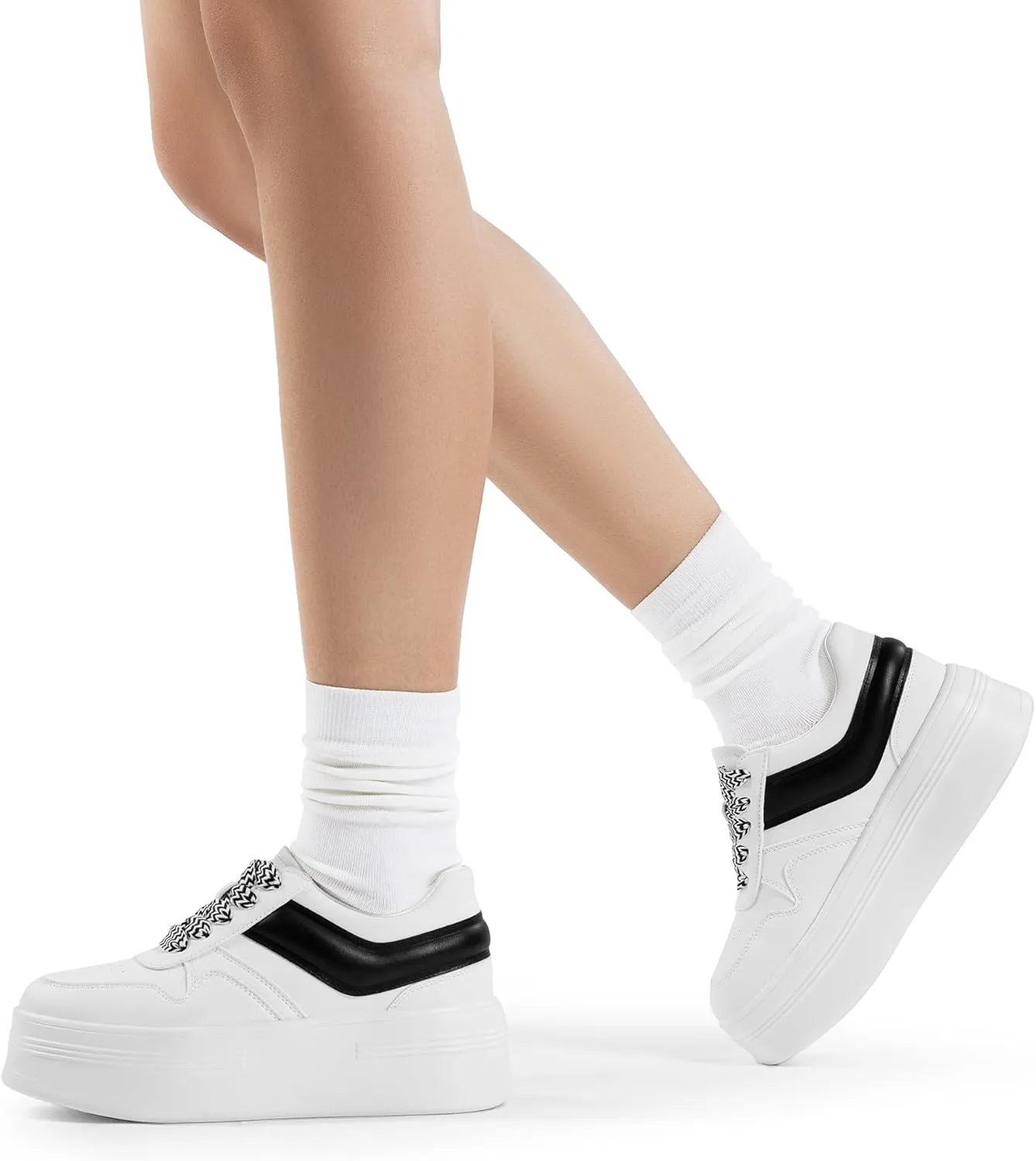 DREAM PAIRS Women Platform High Heel Fashion Sneakers Walking Lace Up Lightweight Stylish Classic Casual Sneaker.