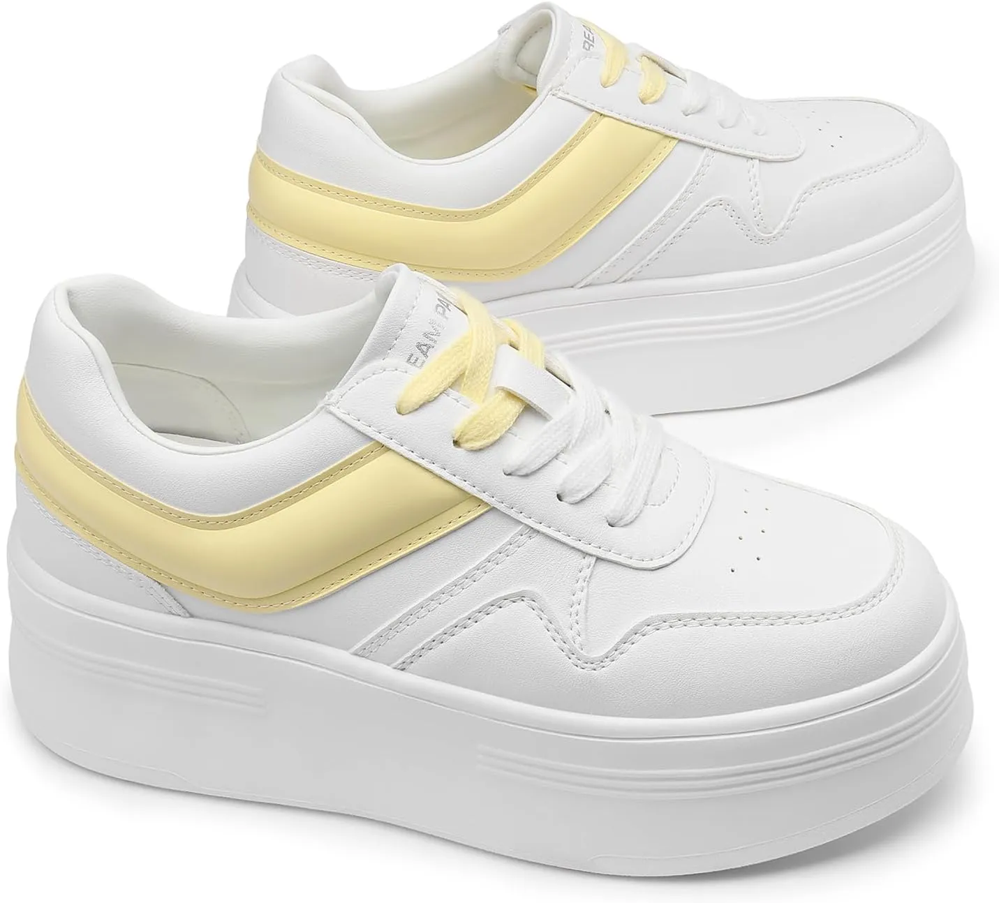 DREAM PAIRS Women Platform High Heel Fashion Sneakers Walking Lace Up Lightweight Stylish Classic Casual Sneaker.