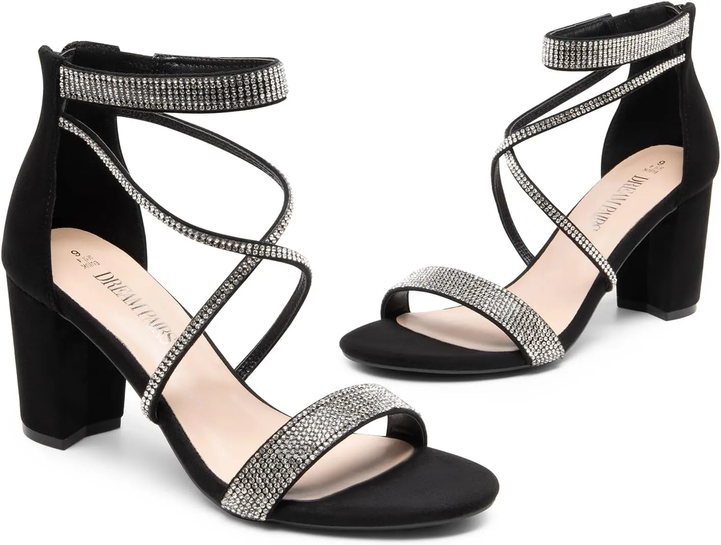 DREAM PAIRS Women's Chunk Low Heel Pump Sandals