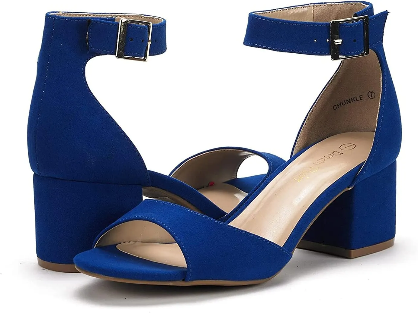 DREAM PAIRS Womens Chunkle Low Heel Pump Ankle Strap Dress Sandal