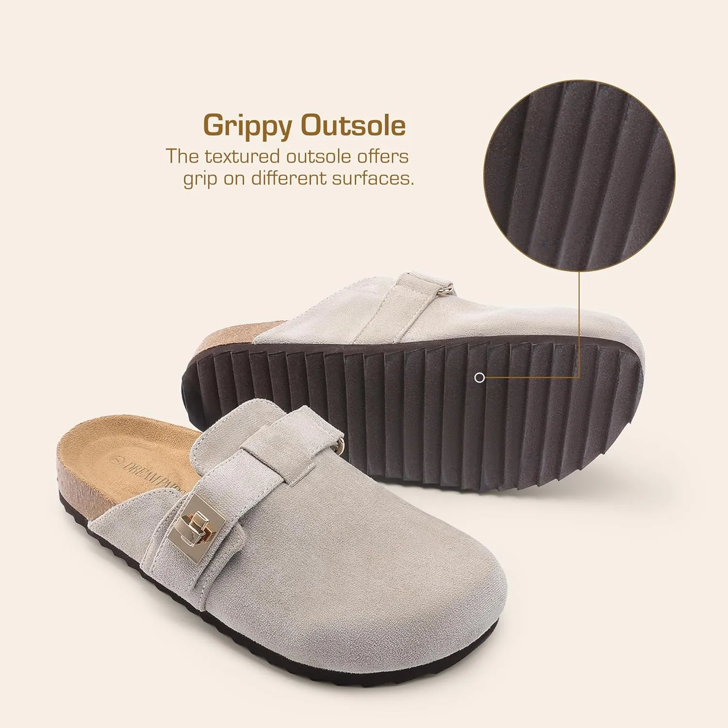 DREAM PAIRS Women's Clogs for Women Mules Cork Footbed Slip-On Shoes with Arch Support