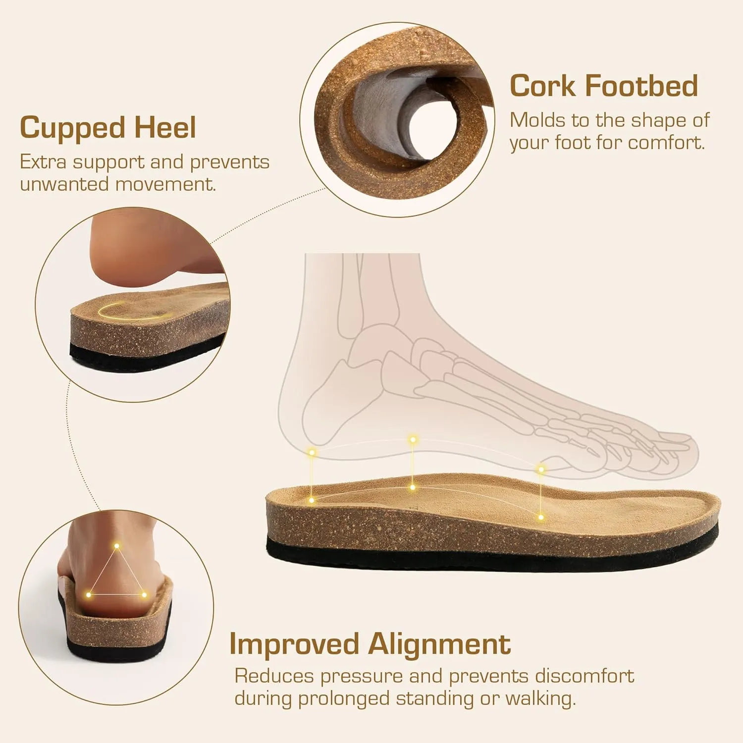 DREAM PAIRS Women's Clogs for Women Mules Cork Footbed Slip-On Shoes with Arch Support