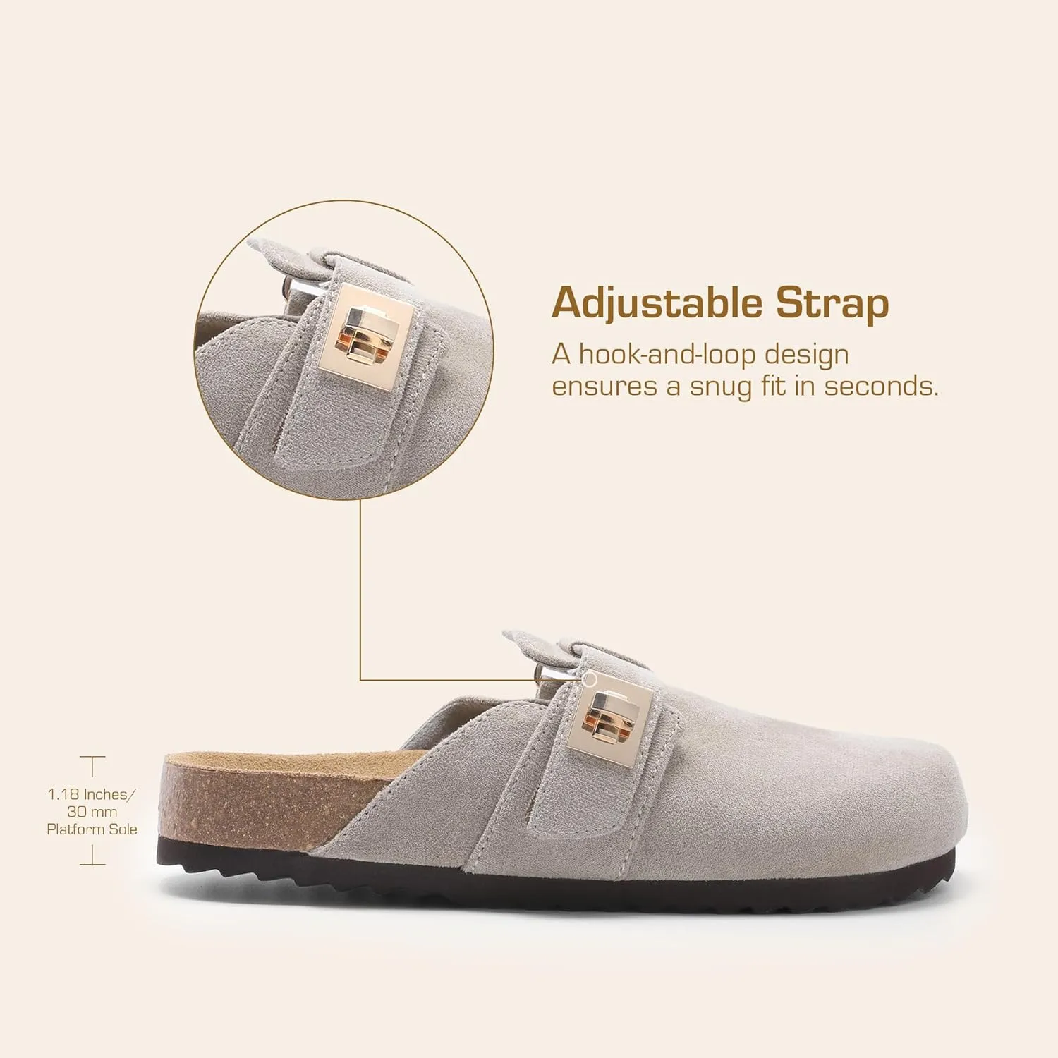DREAM PAIRS Women's Clogs for Women Mules Cork Footbed Slip-On Shoes with Arch Support