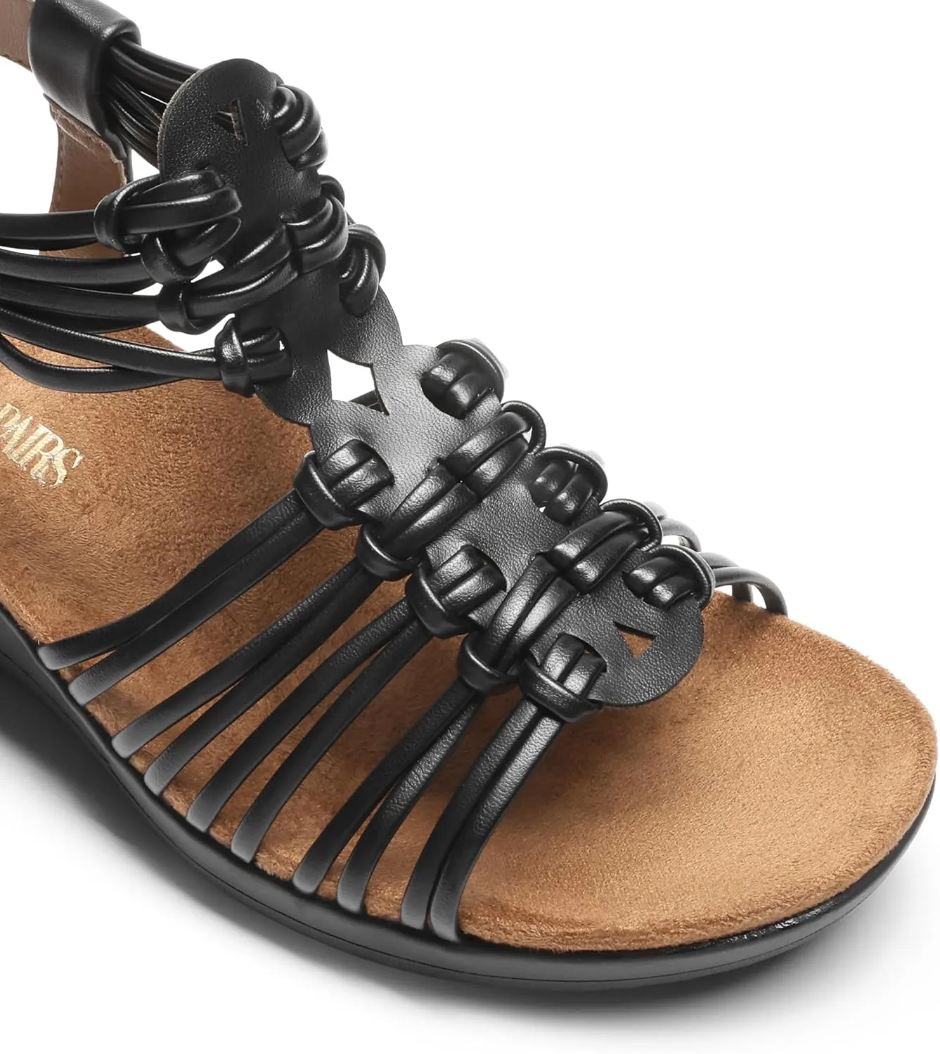 DREAM PAIRS Women's Comfortable Strappy Low Heel Open Toe Slip-On Wedge Sandals Arch Support for Summer Dressy Shoes