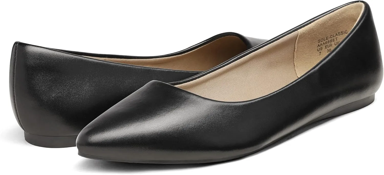 DREAM PAIRS Women's Dress Pointed Toe Flats Ballet Comfort Soft Slip On Casual Flat Shoes for Work Office Business