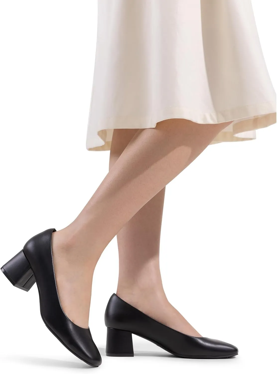 DREAM PAIRS Women's Low Chunky Heels Square Toe Pumps Comfortable Slip On Dress Shoes Wedding Party Office Shoes