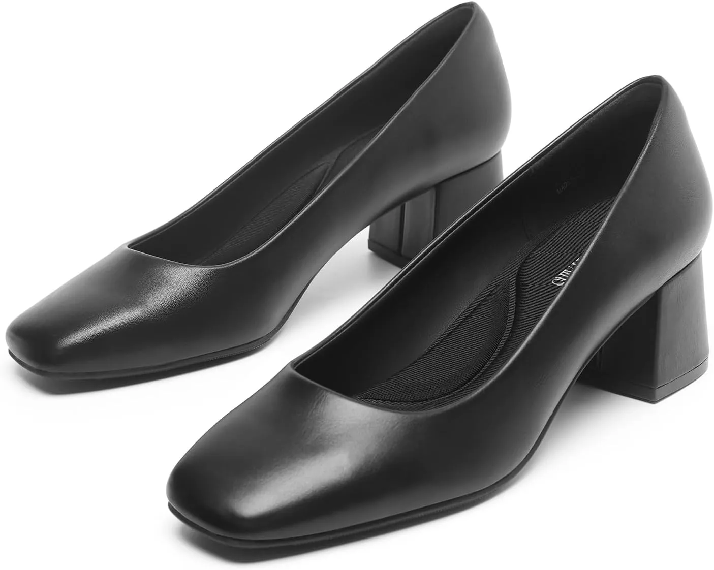 DREAM PAIRS Women's Low Chunky Heels Square Toe Pumps Comfortable Slip On Dress Shoes Wedding Party Office Shoes