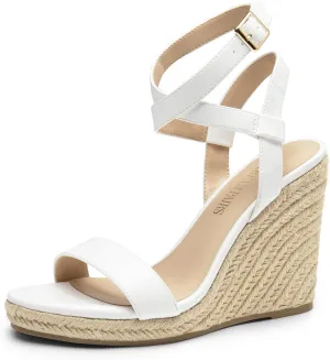 DREAM PAIRS Womens Open Toe Espadrilles Dressy Platform Sandals Buckle Ankle Strap Stylish Wedges Sandals