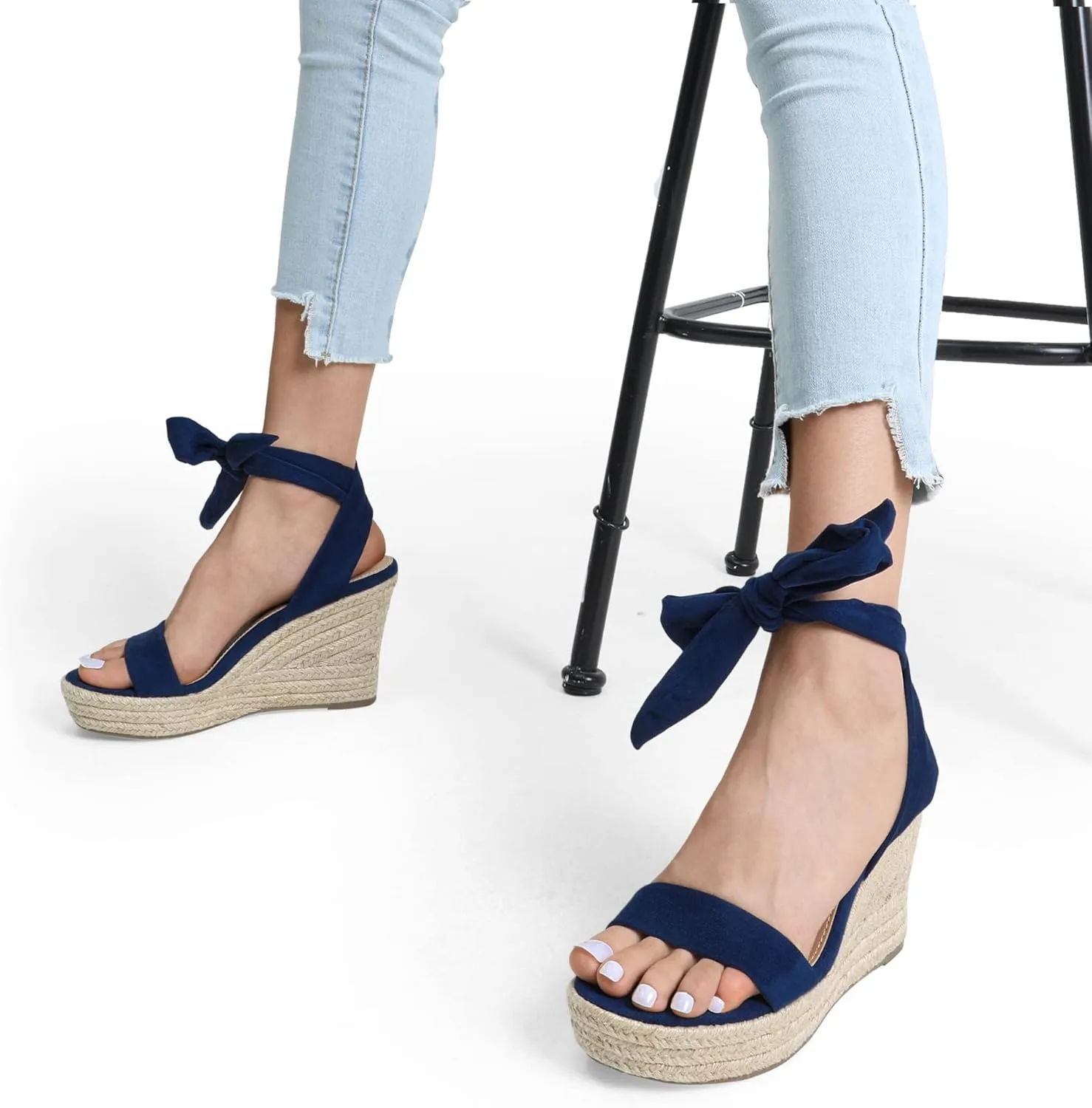 DREAM PAIRS Womens Open Toe Espadrilles Wedges Tie Lace Up Cute Ankle Strap Platform Sandals Dressy Shoes
