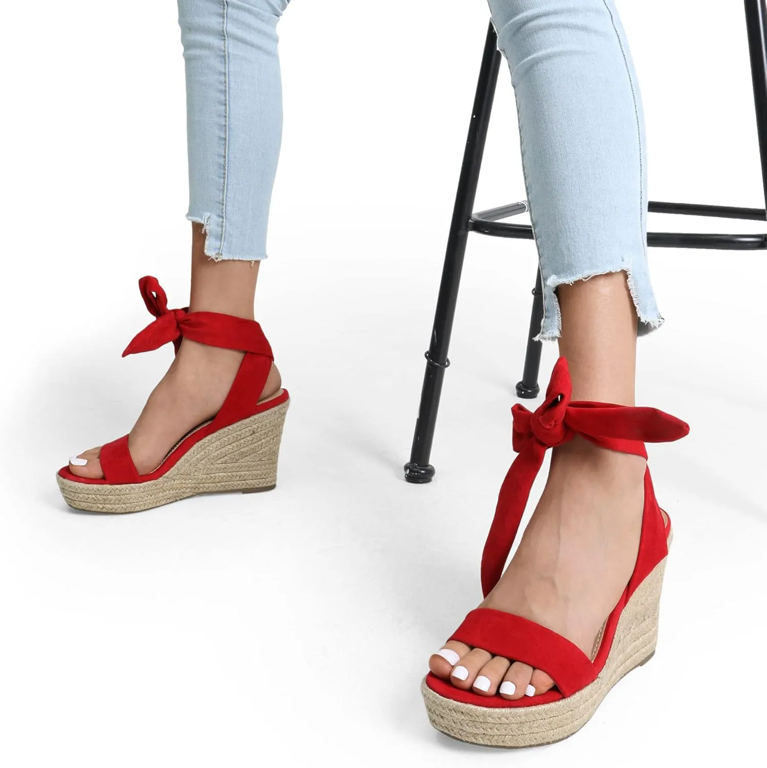 DREAM PAIRS Womens Open Toe Espadrilles Wedges Tie Lace Up Cute Ankle Strap Platform Sandals Dressy Shoes