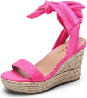 DREAM PAIRS Womens Open Toe Espadrilles Wedges Tie Lace Up Cute Ankle Strap Platform Sandals Dressy Shoes