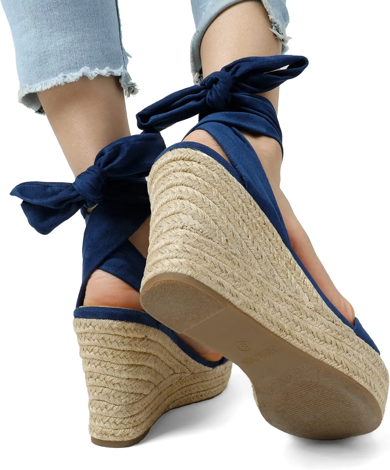 DREAM PAIRS Womens Open Toe Espadrilles Wedges Tie Lace Up Cute Ankle Strap Platform Sandals Dressy Shoes