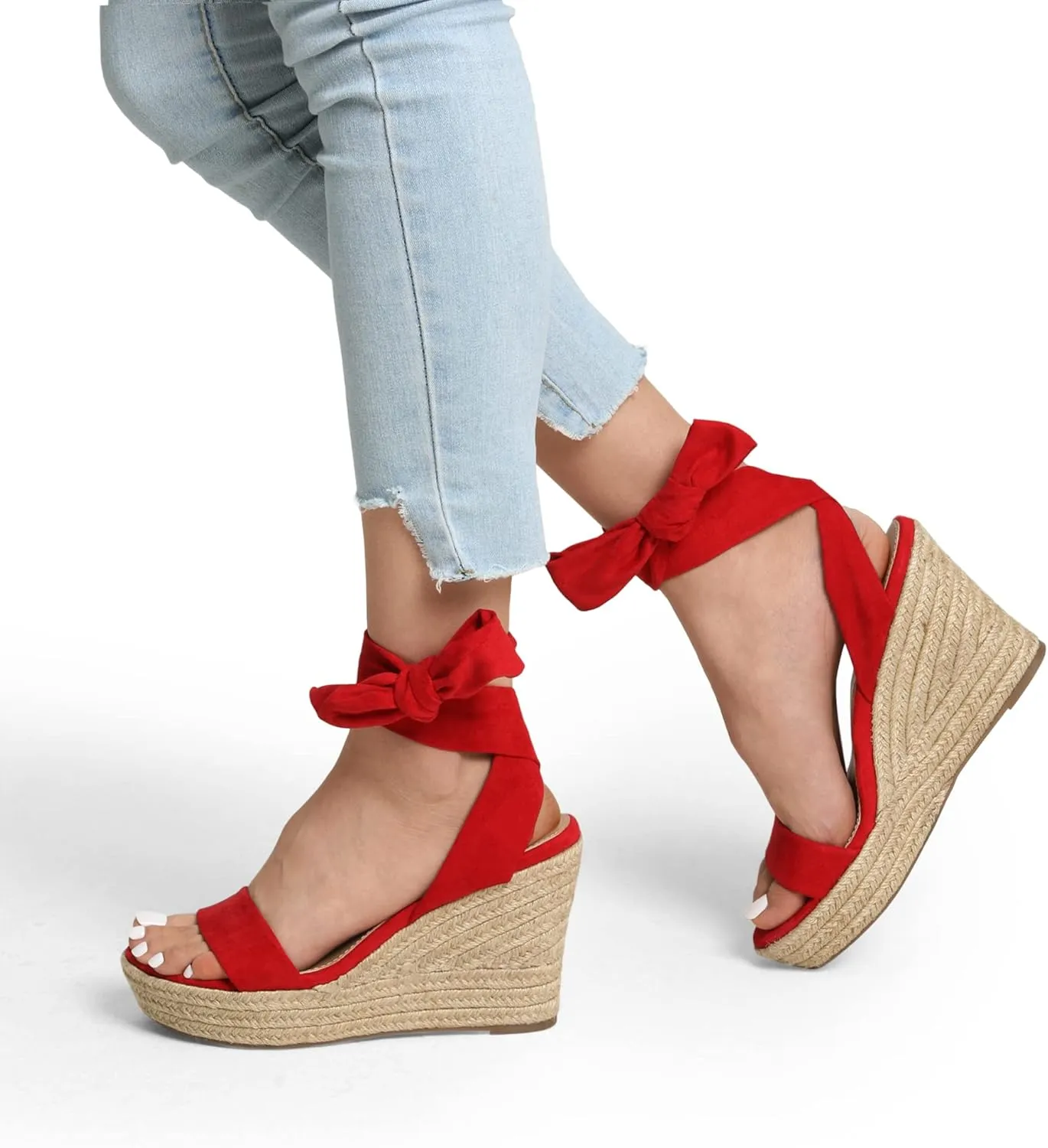 DREAM PAIRS Womens Open Toe Espadrilles Wedges Tie Lace Up Cute Ankle Strap Platform Sandals Dressy Shoes