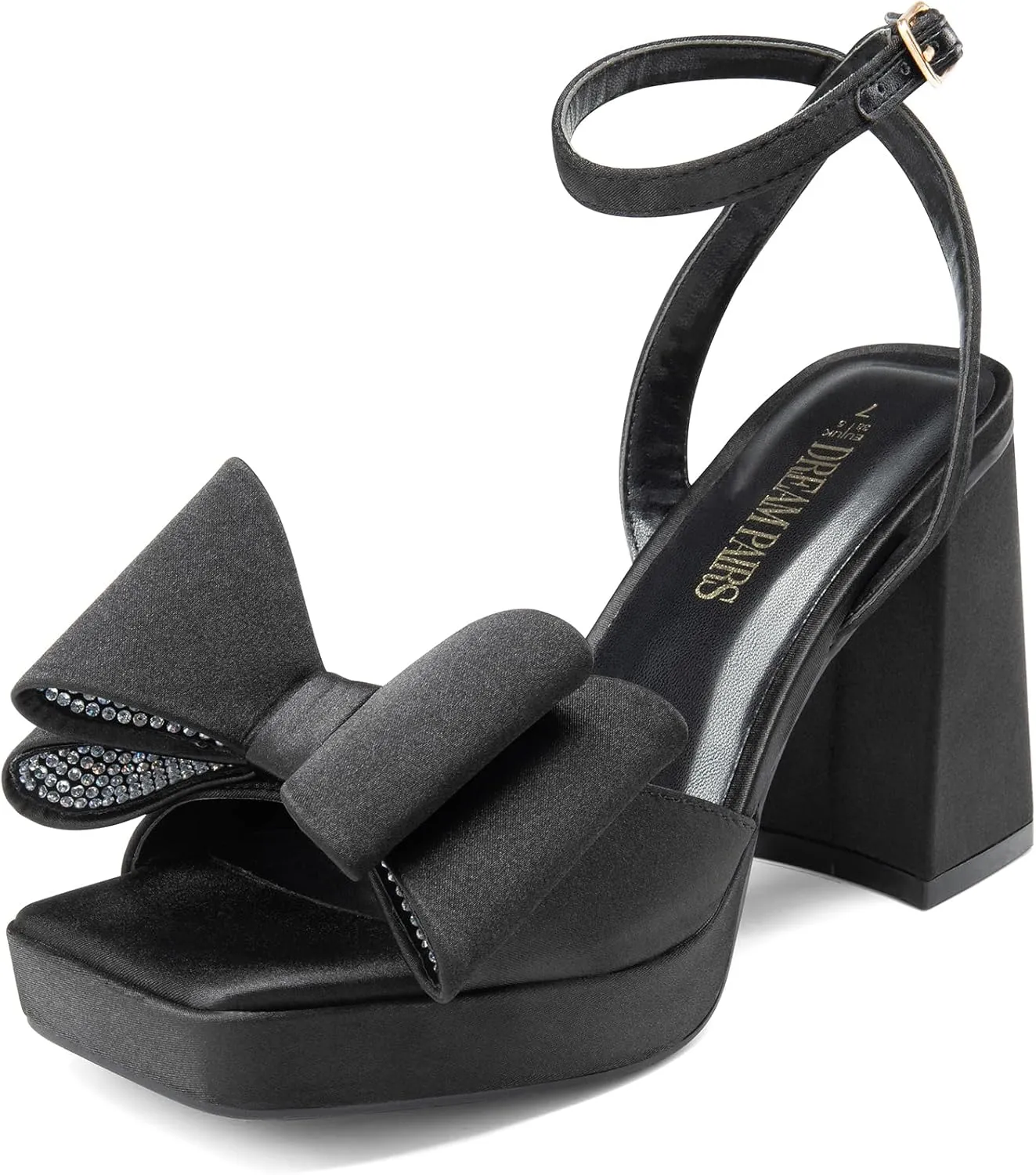 DREAM PAIRS Women's Platform Chunky Heels Fashion Bowknots High Block Square Toe Dress Sandals for Wedding Bridal Party