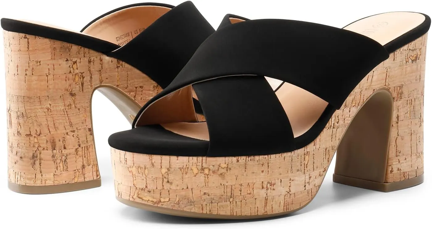 DREAM PAIRS Women's Platform Heels Open Toe Slip on Heels for Women High Chunky Block Wedges Sandals Dressy Pumps Shoes