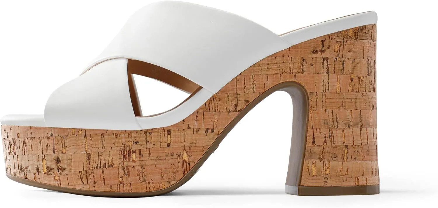 DREAM PAIRS Women's Platform Heels Open Toe Slip on Heels for Women High Chunky Block Wedges Sandals Dressy Pumps Shoes
