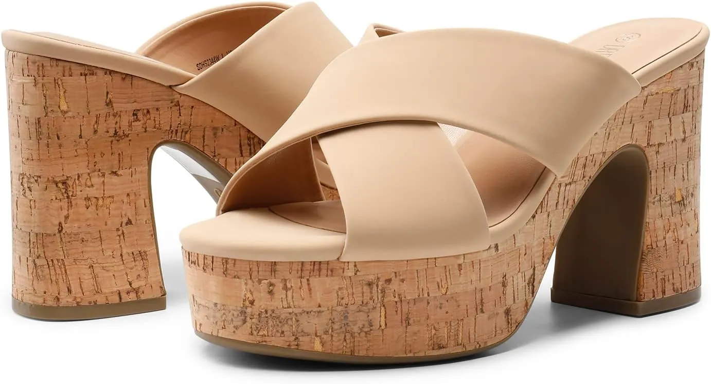 DREAM PAIRS Women's Platform Heels Open Toe Slip on Heels for Women High Chunky Block Wedges Sandals Dressy Pumps Shoes