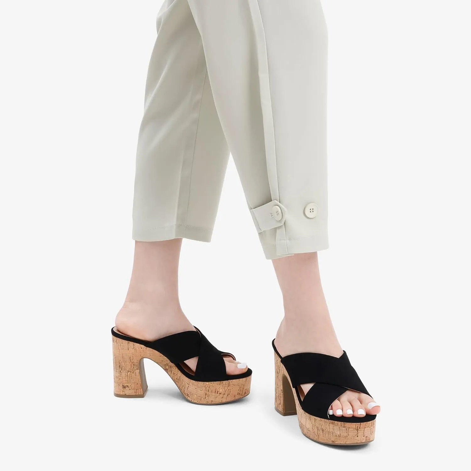 DREAM PAIRS Women's Platform Heels Open Toe Slip on Heels for Women High Chunky Block Wedges Sandals Dressy Pumps Shoes