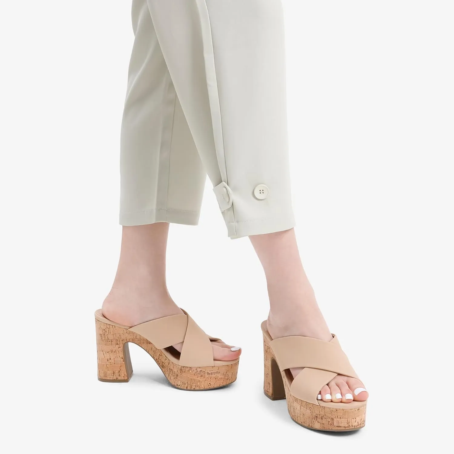 DREAM PAIRS Women's Platform Heels Open Toe Slip on Heels for Women High Chunky Block Wedges Sandals Dressy Pumps Shoes