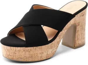 DREAM PAIRS Women's Platform Heels Open Toe Slip on Heels for Women High Chunky Block Wedges Sandals Dressy Pumps Shoes