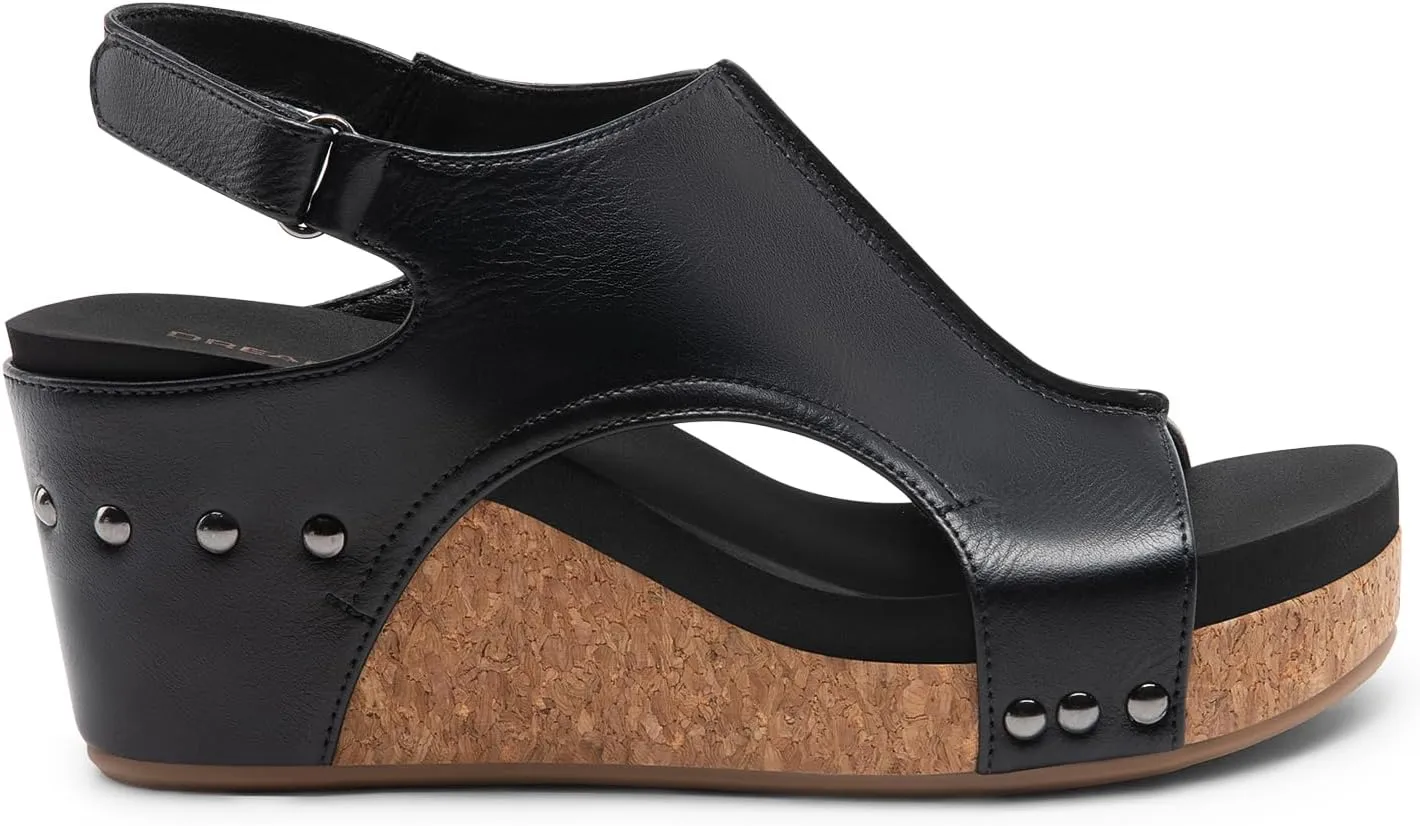 DREAM PAIRS Women's Platform Wedge Sandals, Comfortable Open-Toe Cork Casual & Dressy Summer Shoes