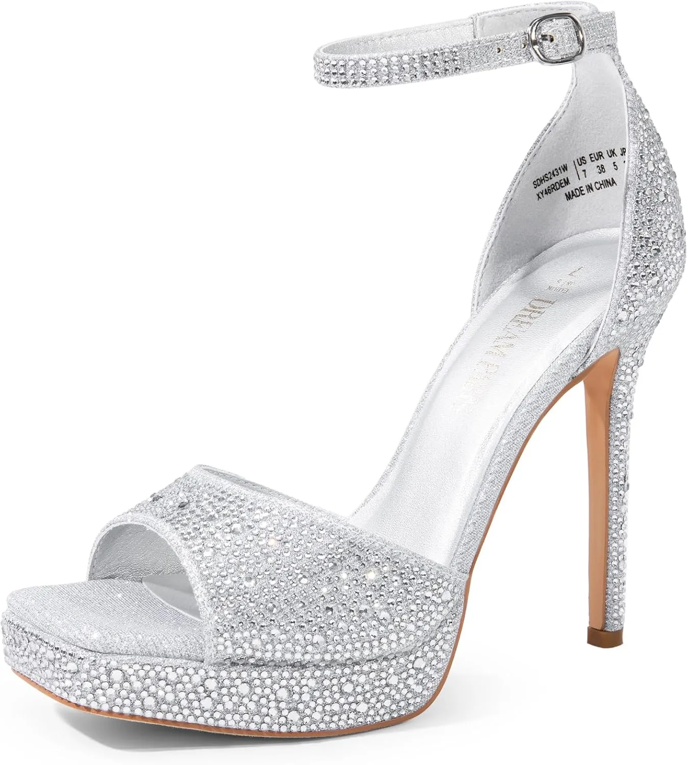 DREAM PAIRS Women's Stiletto High Heels Platform Ankle Strap Square Open Toe Dress Sexy Sandals