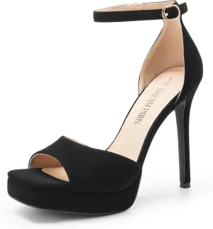 DREAM PAIRS Women's Stiletto High Heels Platform Ankle Strap Square Open Toe Dress Sexy Sandals