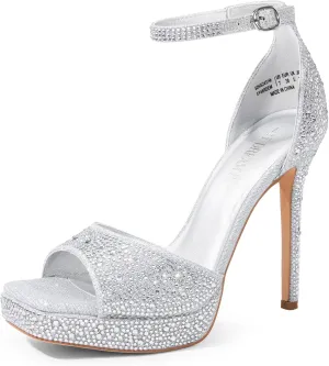 DREAM PAIRS Women's Stiletto High Heels Platform Ankle Strap Square Open Toe Dress Sexy Sandals