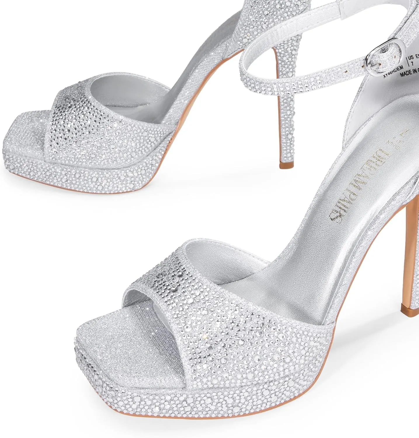 DREAM PAIRS Women's Stiletto High Heels Platform Ankle Strap Square Open Toe Dress Sexy Sandals