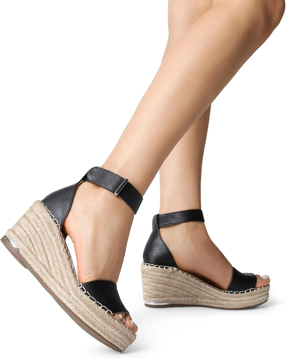 DREAM PAIRS Women's Wedge Sandals Open Toe Espadrilles Sandals Comfortable Dressy Ankle Strap Platform Sandals Suitable for Work Beach Summer Shoes