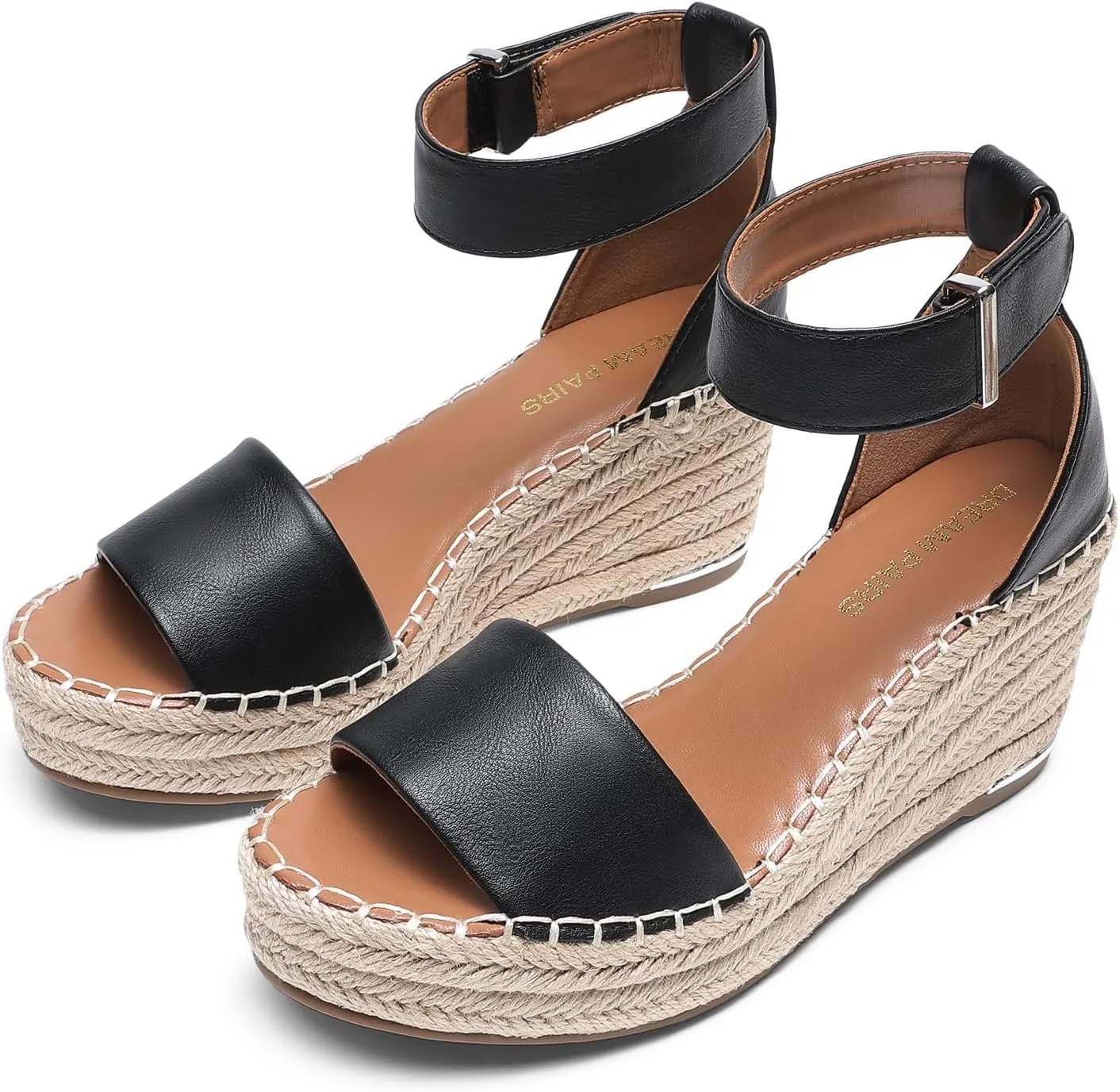 DREAM PAIRS Women's Wedge Sandals Open Toe Espadrilles Sandals Comfortable Dressy Ankle Strap Platform Sandals Suitable for Work Beach Summer Shoes