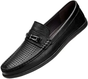 Dress Formal Shoes for Mens Waterproof Leather Classic Slip On Plain Toe Classic Business Party Wedding Non Slip Block Heel Anti-Slip Casual