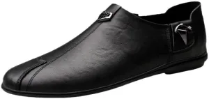 Dress Oxford Formal Shoes for Mens French Leather Outdoor Slip-on Breathable Non Slip Casual Loafers