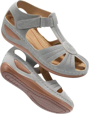 DUOYANGJIASHA Womens Sandals Dressy Summer Beach Bohemia Ankle Strap Causal Comfortable Closed Toe Wedge Shoes for Outdoor