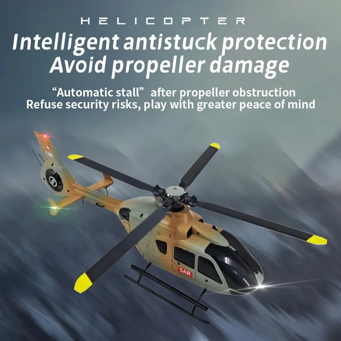 EC135 C123 1/36 Scale RC Helicopter, 2.4GHz 6CH Remote Control Helicopter with 6-Axis Gyro, 3D Flip, Inverted Flight, Altitude Hold, One Key Take Off/Landing - 4 Battery