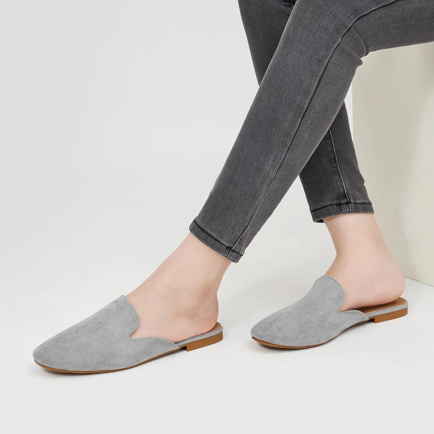 Ecetana Mules for Women Flats Shoes: Comfortable Slip On Casual Work Slides Round Toe Backless Loafers