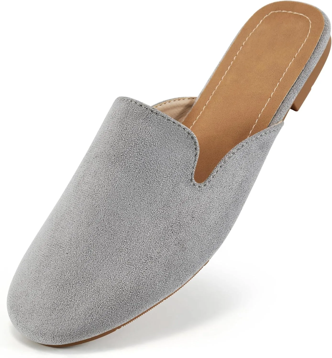 Ecetana Mules for Women Flats Shoes: Comfortable Slip On Casual Work Slides Round Toe Backless Loafers