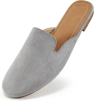 Ecetana Mules for Women Flats Shoes: Comfortable Slip On Casual Work Slides Round Toe Backless Loafers
